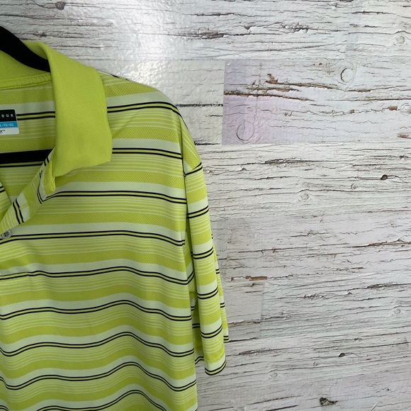 PGA tour yellow striped golf shirt XL top polo - Picture 4 of 10